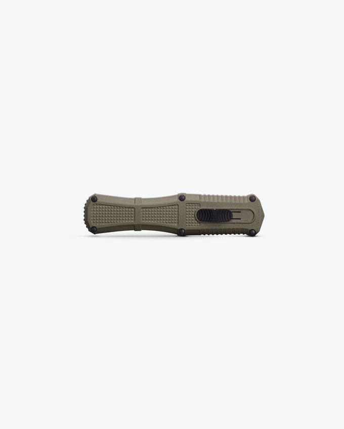 Claymore OTF Doube-Edge Serrated Dagger - Ranger Green Grivory® Handle - Image 2