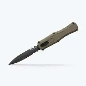 Claymore OTF Doube-Edge Serrated Dagger - Ranger Green Grivory® Handle